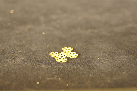 Bead cap, gold-plated brass flower