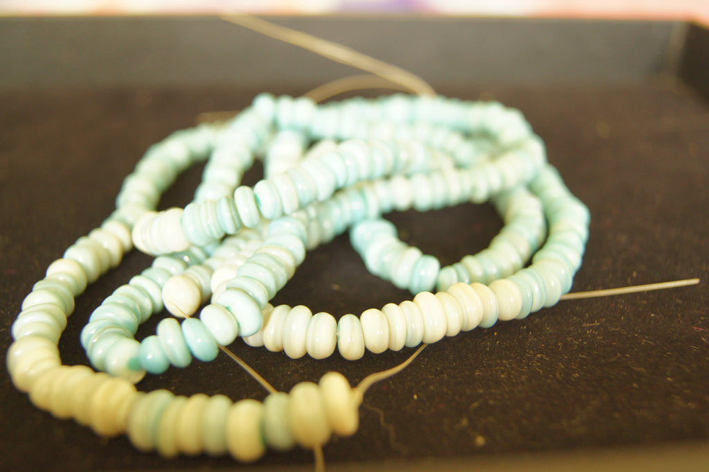 Bead, fire-polished, glossy sky -blue, 5mm flat round  - $0.50 per 5pc