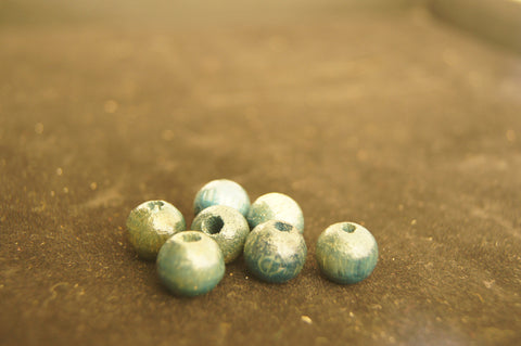 Bead mix, painted wood (coated), deep blue textured hand-cut round with pattern--200pc x 1cm x 1cm - $0.5 per 5 piece