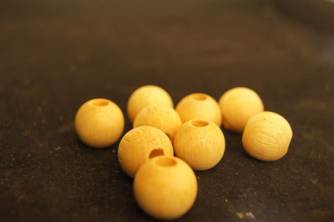 Bead mix, painted wood (coated), light brown hand-cut round with pattern--300pc x 1.5cm x 1.5cm - $0.5 per 5 piece