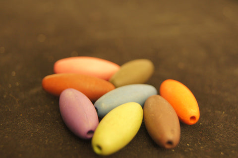Bead mix, painted wood (coated), multicolored hand-cut pattern - 1.5cm x 1.5cm - $0.5 per 5 piece