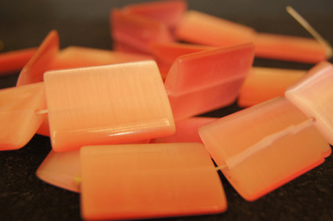 Bead, porcelain, clear light red 35mmx25mm flat - $0.50 per 2pc