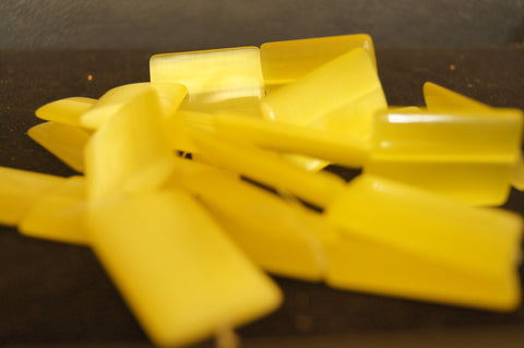 Bead, porcelain, clear light yellow 35mmx25mm flat - $0.50 per 2pc