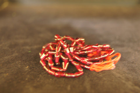 Bead, porcelain, glossy blood red 20mm tube - $0.50 per 3pc