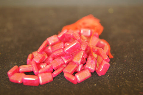 Bead, porcelain, glossy opaque red 6mm parallelogram$0.50 per 3pc