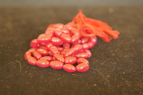 Bead, porcelain, glossy opaque red medium 8mm nugget- $0.50 per 3pc