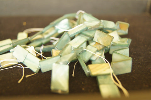 Bead, porcelain, parallelogram opaque turqouise 15mmx10mm flat - $0.50 per 3pc