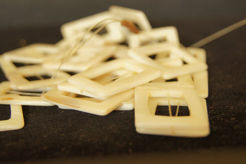 Bead, porcelain, white alabaster 'marble', 30mmx25mm flat - $0.50 per 2pc