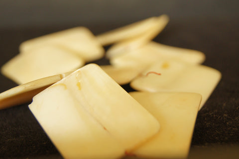 Bead, porcelain, white alabaster 'marble', 38mmx30mm flat - $0.50 per 2pc