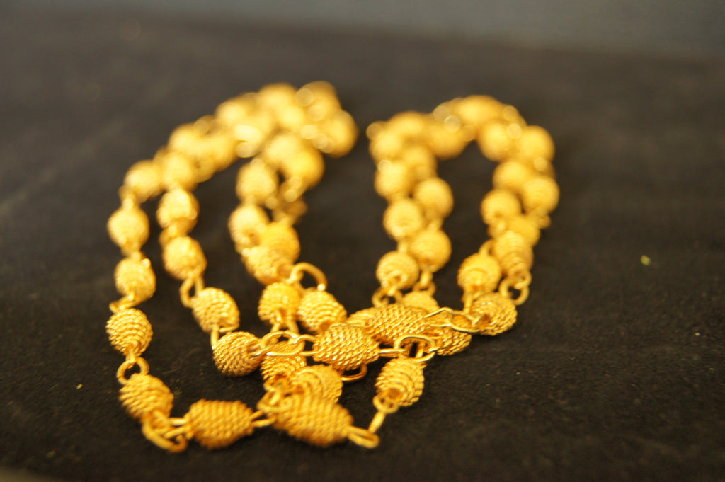 Chain, gold-finished brass, 3.5mm 'beehive' round and oval $1.4per10cm