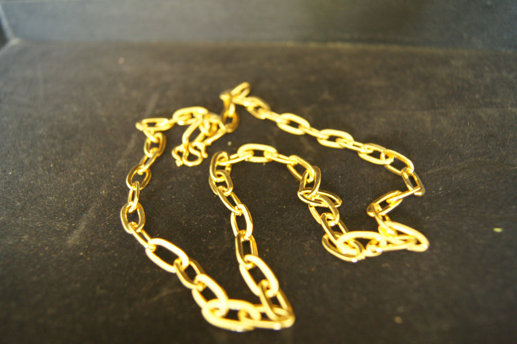 Chain, gold-finished brass, 3.5mm round and oval-$0.55per10cm