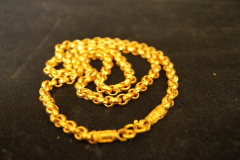 Chain, gold-finished brass, 3.5mm smooth round and oval-$0.85per10cm