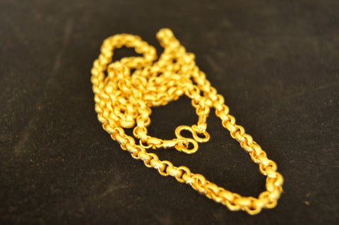 Chain, gold-finished brass, 3.5mm textured oval $1.4per10cm