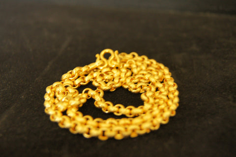 Chain, gold-finished brass, 3.5mm textured round $1.35per10cm