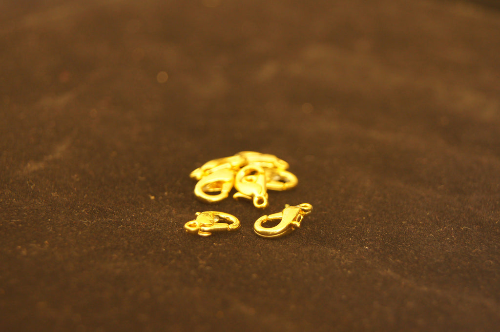 Clasp, lobster claw, gold-plated brass, 10x6mm $0.35perpc