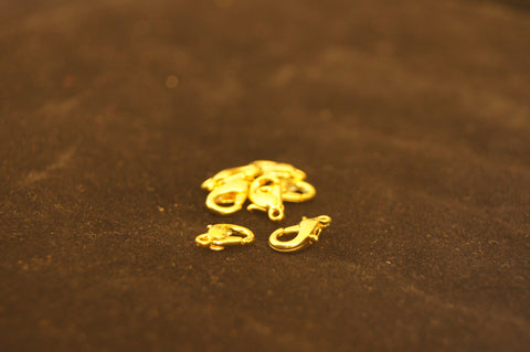 Clasp, lobster claw, gold-plated brass, 10x6mm $0.35perpc