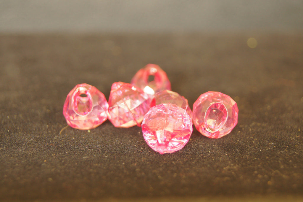 Plastic pink glossy pear-shaped pendant 1.3cm x 2cm - 2pc
