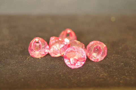 Plastic pink glossy pear-shaped pendant 1.3cm x 2cm - 2pc