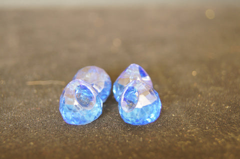 Plastic blue glossy pear-shaped pendant 1.3cm x 2cm - 2pc
